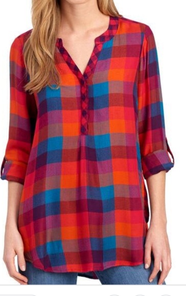 Khakis & Co. Tops - •Khakis & Co.•Med.•Vibrant plaid print•NWT •👀